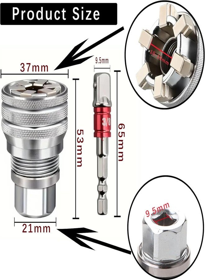 JICOOT Universal Socket Wrench Tool 10-19mm Adjustable Multi-Function Socket for 3/8 Inch Drive Ratchet, Torque Wrench and Power Drill, Self-Adjusting Universal Socket Tool with Drill Adapter - Image 2